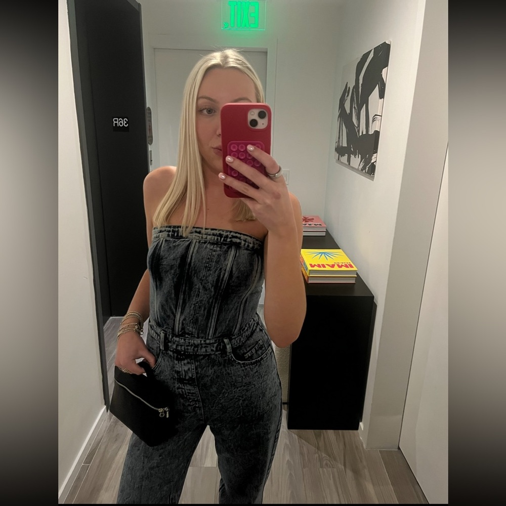 Denim Strapless jumpsuit